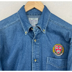 HARVARD Shirt Men S Crimson University Cambridge MA Denim Ivy League Cotton Blue
